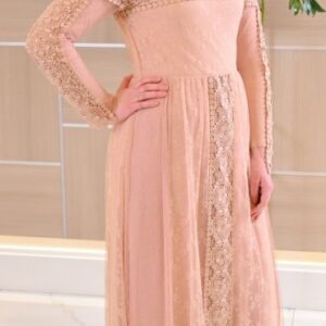Intricate Lace Statement Dress in Soft Blush Rent/Sale
