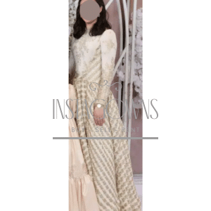 Magnificent custom ivory and gold gown for sale