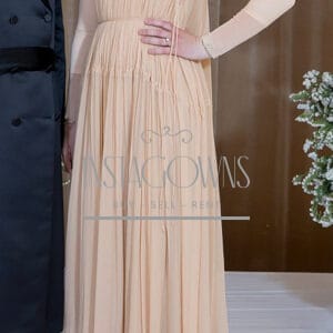 Peach/nude designer dress by Chloe. Can be worn as maternity wear without the belt. Suitable for various sizes. for sale.