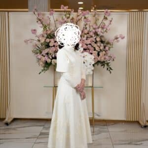 Elegant Miri’s ivory dress for sale.