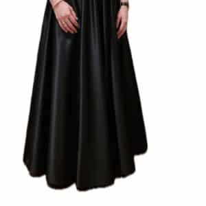 Black satin custom gown