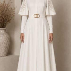 Elegant designer ivory maxi dress