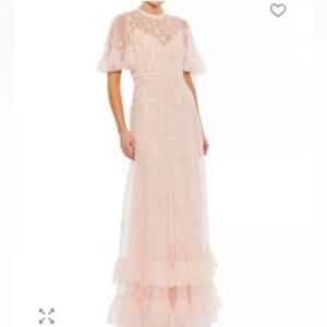 MacDuggal Ruffled Floral Embroidered Gown