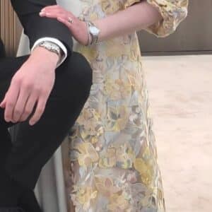 Stunning Custom Ivory and Floral Gown for Sale