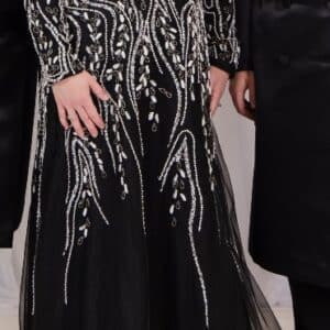 gorgeous pessy miller black beaded gown for sale