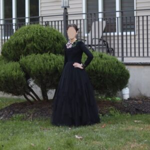 custom black tulle gown for sale/rent.