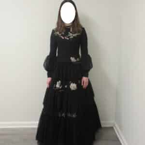 custom black lace gown for sale/rent.